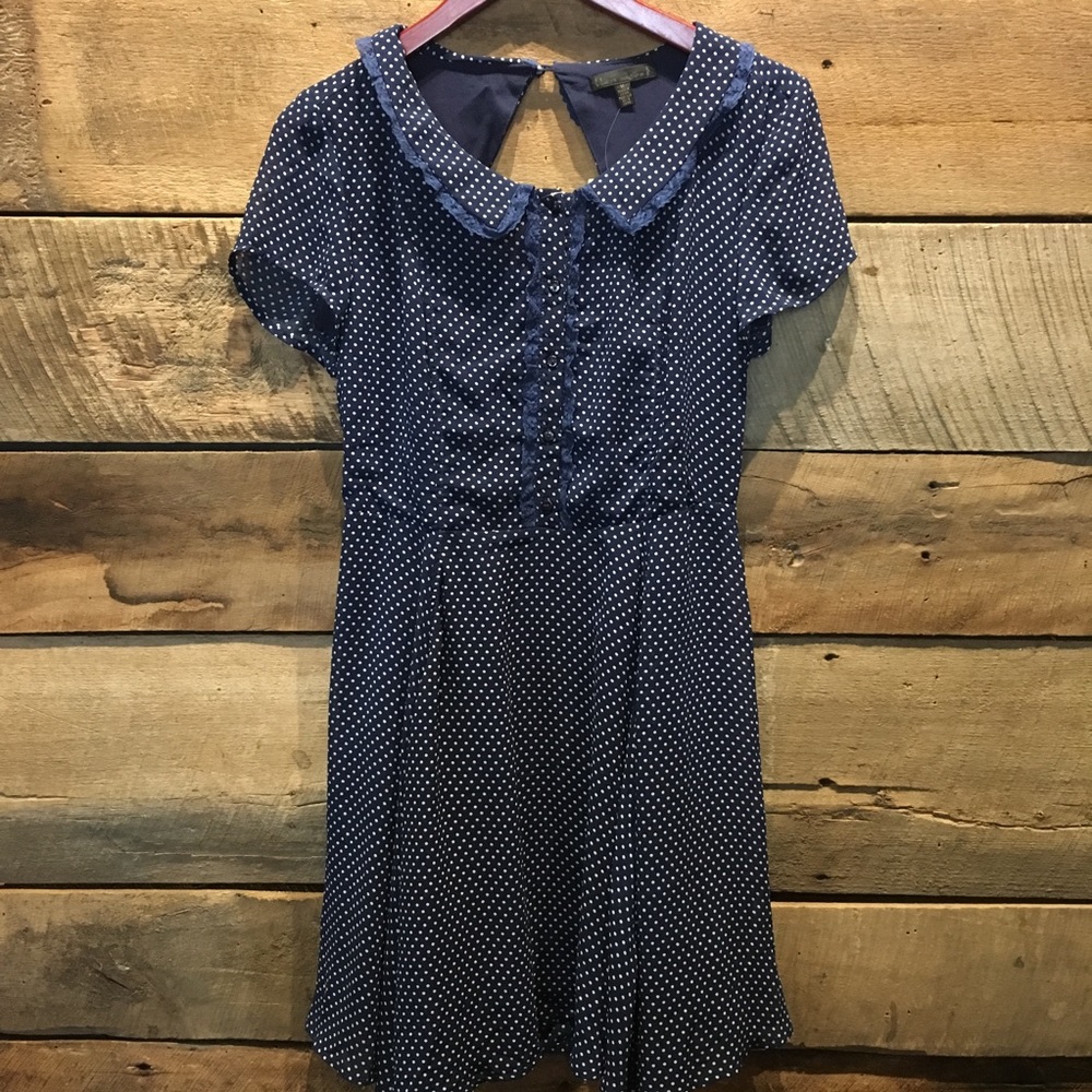 Lucca couture blue & white polka dot dress size M
